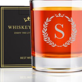 Engraved Whiskey Glass - Personalized 10.6oz Old Fashioned Rocks Glass, Unique Monogrammed Gift for Men, Dad & Husband