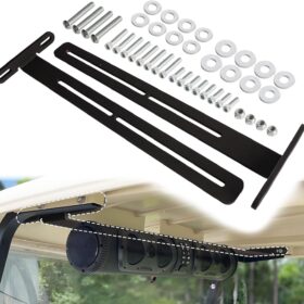 Heavy-Duty Adjustable Golf Cart Soundbar Mount - Universal T-Bracket Roof Support for SE18, SE26, SEB26 & SEDS32 Speakers (Black Steel)