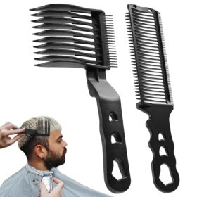 Blend Friend Fade Comb Set for Men - Professional Barber Hair Cutting Combs, Ergonomic Fade Tools for Clippers, DIY Haircare Accessories (Black, 2 Pack)