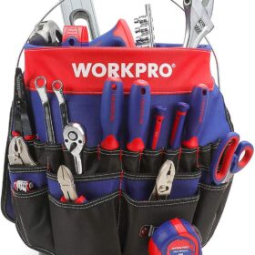 WORKPRO 51-Pocket Heavy Duty Bucket Tool Organizer – Fits 3.5 to 5 Gallon Buckets, 600D Drill & Tool Storage Bag (Tools Not Included)