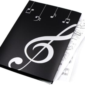 Black 40-Pocket A4 Sheet Music Folder – Durable Polypropylene Choral & Band Binder Organizer