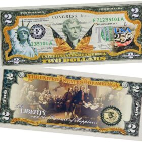 2026 'Peace' Edition $2 Bill | 250th Anniversary of Independence Uncirculated Currency with Commemorative Display Envelope