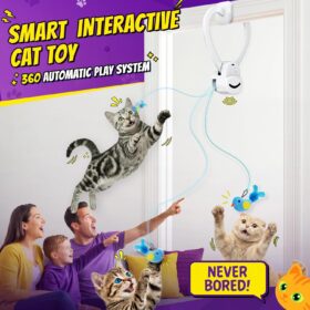 Catnzon Automatic Interactive Cat Toy - USB Rechargeable Hanging Bird Feather Wand with Universal Clip for Indoor Kittens & Adult Cats