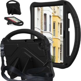 Cooper Cases Heavy Duty EVA Case for Lenovo Tab TB-311/WIFI 10.1 (2025) - Kids Shockproof Cover with Handle, Kickstand & Shoulder Strap - Black