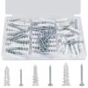 Vmuter 114Pcs Heavy Duty Self-Drilling Drywall Anchors Kit – 3 Sizes of Ribbed Plastic Wall Anchors & Screws for Hanging TVs, Shelves, and Mirrors