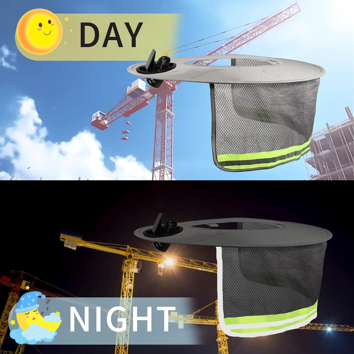 Solar Powered Hard Hat Fan with Sun Shade and Face Shield - Breathable Mesh Cooling Visor with Neck Protection for Construction, Fishing & Landscaping