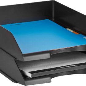 Amazon Basics 2-Tier Stackable Letter Organizer Tray – Black Mesh Desk Accessory for Home & Office (Pack of 2)