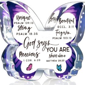 Butterfly Acrylic Plaque with Inspirational Quote – Spiritual Religious Gift for Women, Mom, Sister & Friend – Memorial, Birthday, Easter & Christmas Keepsake for Home Decor