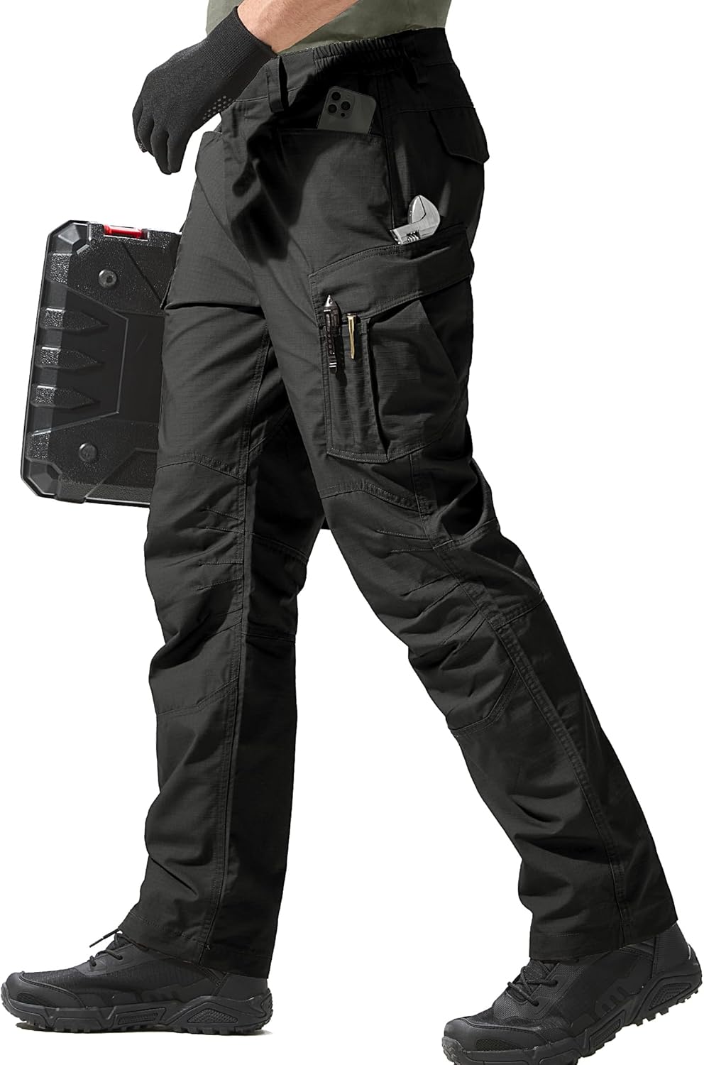 FREE SOLDIER Men's Tactical Ripstop Cargo Pants - Lightweight, Water-Resistant Work Hiking Trousers with Multi-Pockets