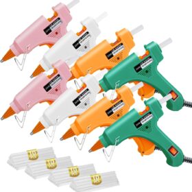 Lacoccinct Mini Hot Glue Gun Kit – Bulk Set of 8 Fast-Heating Crafting Tools with 40 Glue Sticks, Anti-Scald Nozzles, & Safety Switches – DIY, Home Repair & School Supplies (Multicolor)