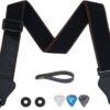 Tifanso Guitar Strap Set with Locks & Picks – Soft Cotton Adjustable Shoulder Strap for Electric, Acoustic & Bass Guitars – Includes 3 Pick Holders, Headstock Button & Strap Locks
