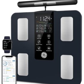GE Smart Scale for Body Weight, Digital Bathroom Scale with 8-Electrode Body Composition Analyzer, Measures Muscle Mass, Fat, BMI & 50 Metrics via Bluetooth, 400lb Capacity, Black