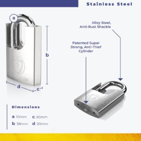 Magmaus® Heavy Duty Stainless Steel Closed Shackle Padlock – High-Security Weatherproof Lock for Gates, Storage Units & Shipping Containers