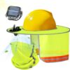 Solar Powered Hard Hat Fan Sun Shade with Full Brim Mesh Visor, Detachable Cooling Fan & Neck Shield for Construction, Fishing & Outdoor Work - Neon Yellow
