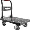 Upgraded Heavy-Duty Folding Push Cart Dolly – 660 lbs Capacity, 4' Silent Swivel Wheels & Compact Foldable Design – Moving Platform for Home, Office & Warehouse