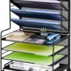 Simple Trending 7-Tier Mesh File Organizer – Adjustable Vertical Desktop Shelf Unit for Office, Home & School Document Storage (Black)