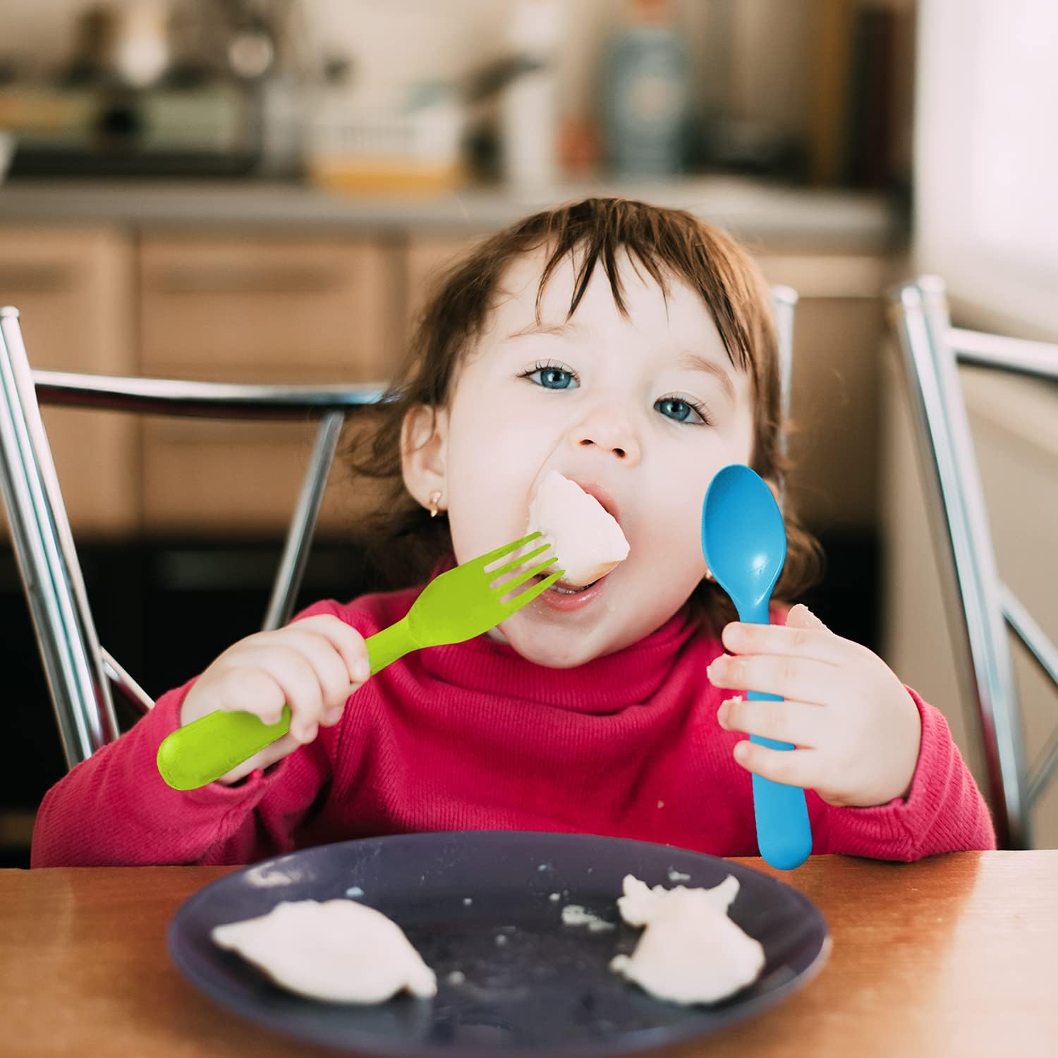 18-Piece Toddler Utensils Set – BPA Free Plastic Flatware for Kids, Includes 9 Spoons & 9 Forks (Assorted Bright Colors)