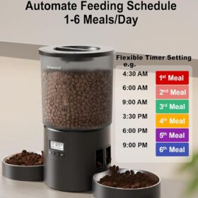 Miaosical Automatic Cat Feeder for Two Cats – 4.2L Dual Bowl Dispenser with Timer, Portion Control & Voice Recorder