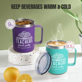 Frerdui Teacher Gifts for Women: 12oz Insulated Stainless Steel Coffee Tumbler & Appreciation Mug