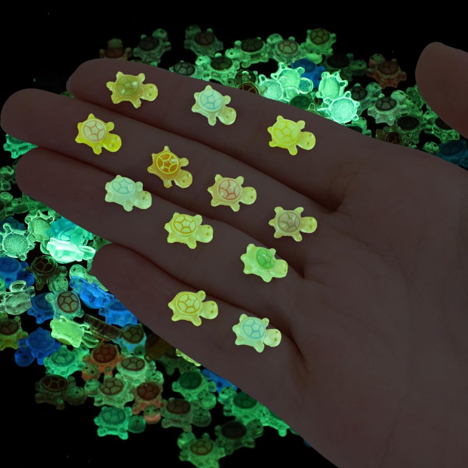 200 Pcs Miniature Glow-in-The-Dark Sea Turtle Figurines - Micro Resin Turtles for Fairy Gardens, DIY Crafts, Aquarium Décor & Ocean-Themed Home Accents