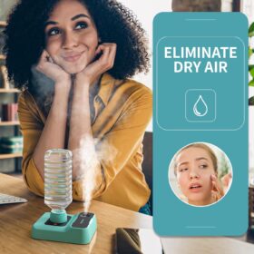 Portable Humidifier for Travel and Bedroom – 5000mAh Rechargeable Battery, Ultra-Quiet Cool Mist Mini Humidifier with Night Light – Leak-Proof Design for Office, Car, and Plants (Green)