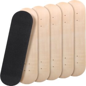 Meooeck 6-Pack Blank Skateboard Decks – 28x8 Inch 7-Ply Maple Wood with Grip Tape – DIY Painting Canvas & Double Kick Concave Board for Skating, Home Decor, and Art Projects