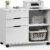 DUMOS Mobile Lateral File Cabinet with 3 Drawers – Rolling Wood Storage Organizer with Wheels, Adjustable Shelf, and Printer Stand – Versatile Office & Home Filing Solution (White)