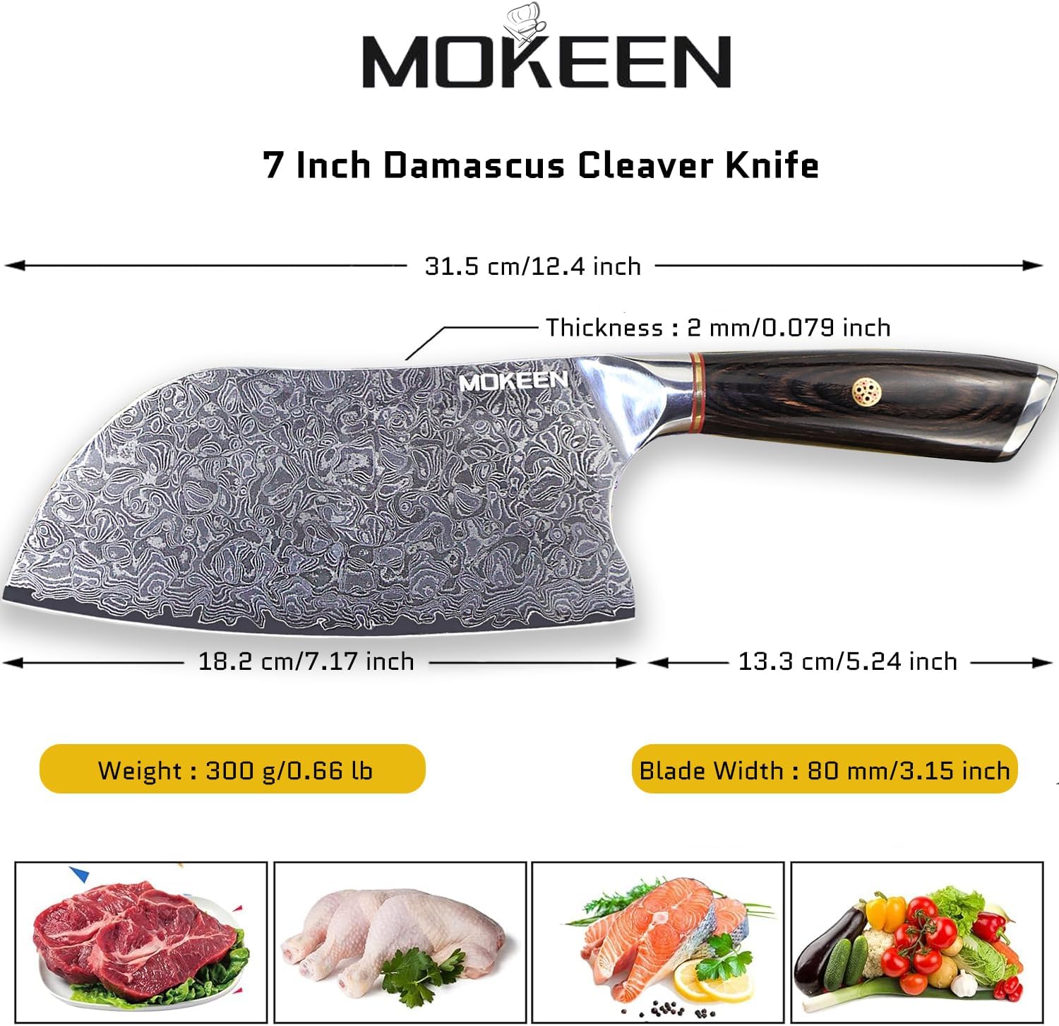 7-Inch Damascus Steel Chef Knife – 67-Layer VG10 Japanese Cleaver with G10 Handle & Gift Box