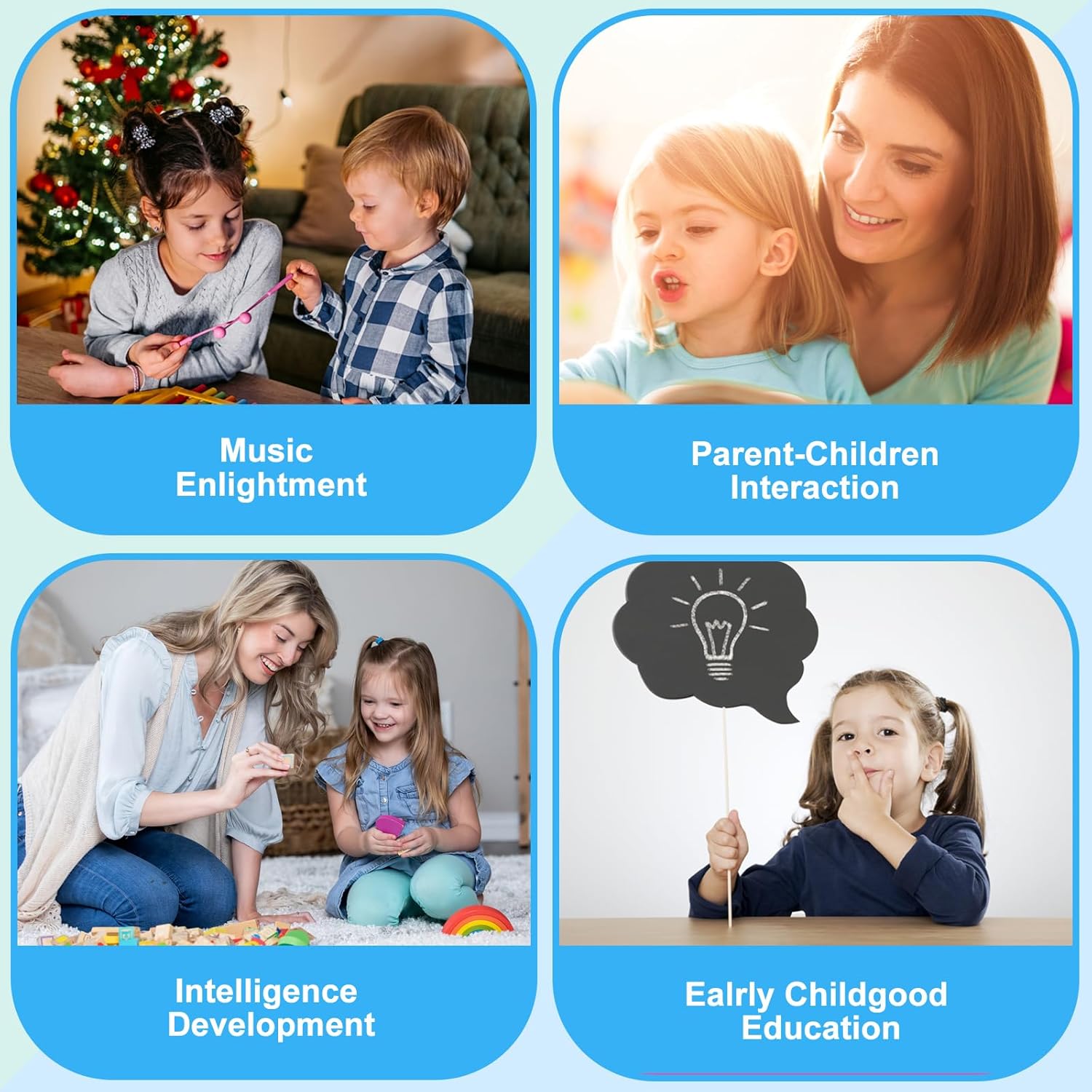 Soulmate 25-Note Professional Xylophone Glockenspiel – Portable Percussion Instrument with 2 Octaves, Carrying Case, and Tuned Mallets for Music Education & Beginners (Blue)