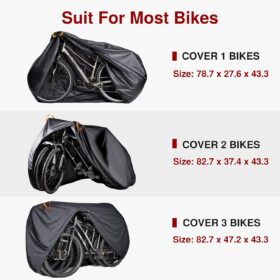 Puroma Waterproof Bike Cover for 1 Bike – Heavy Duty 190T Outdoor Protection with UV Coating, Anti-Theft Lock Hole, and Windproof Elastic Hem for Mountain, Road, and Electric Bicycles