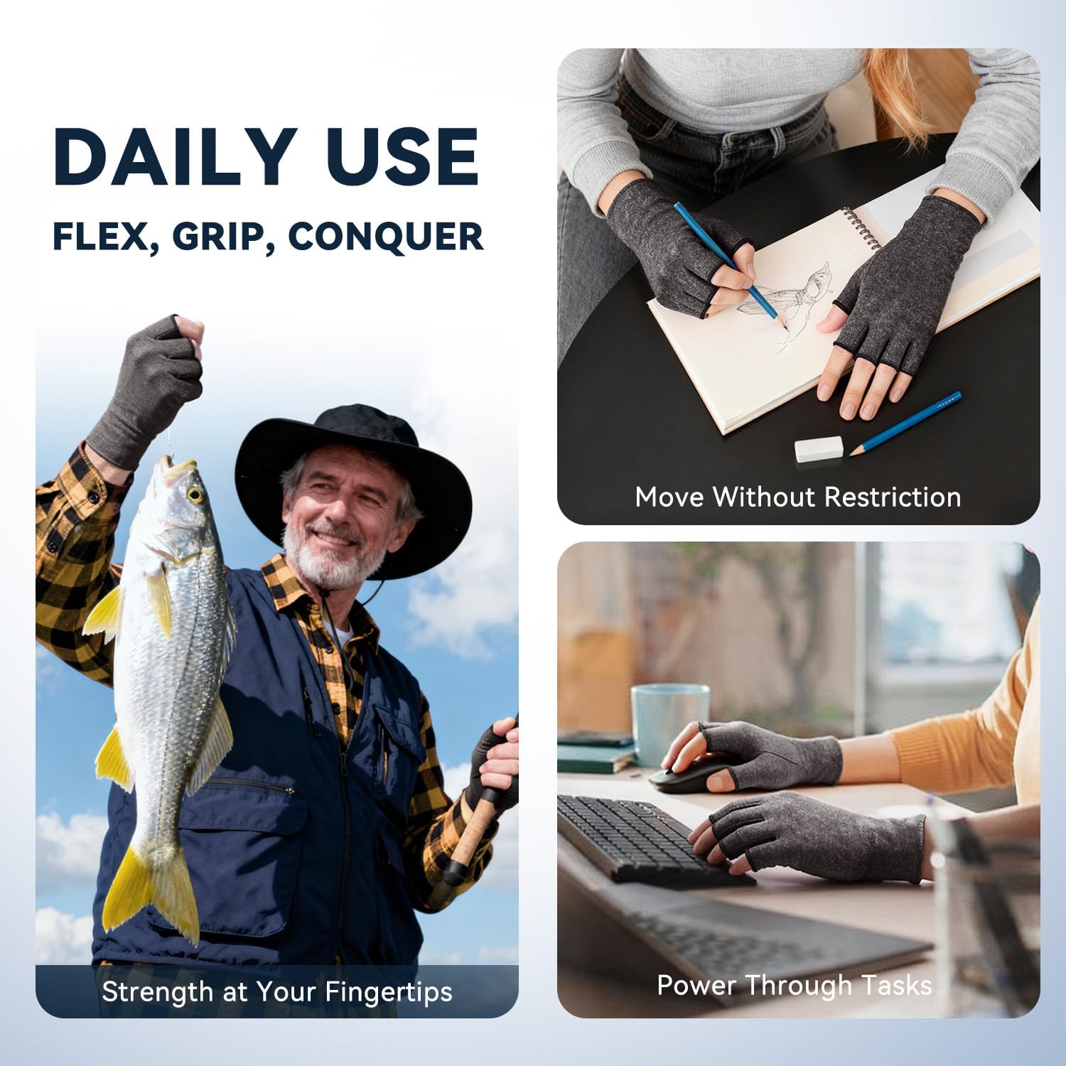 Duerer Arthritis Compression Gloves – Relief for Carpal Tunnel, Rheumatoid Arthritis & Tendonitis – Open Finger Design for Men & Women