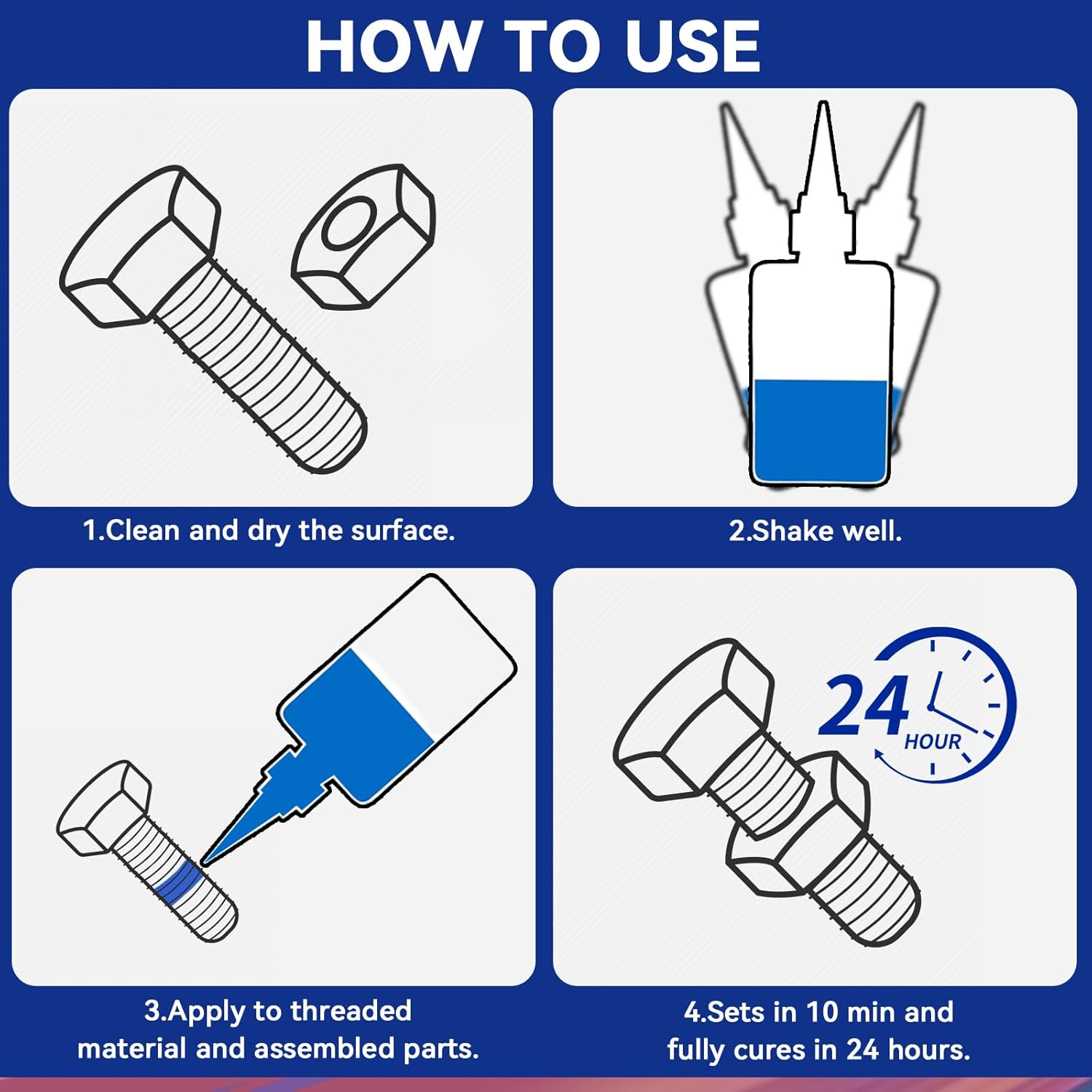 Thread Locker Set – Medium & High Strength Anaerobic Adhesive for Nuts, Bolts & Fasteners – Anti-Vibration, Rust & Corrosion Resistant Sealant for Automotive & Industrial Use (50ml x 2)