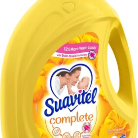 Suavitel Complete Liquid Fabric Conditioner, Morning Sun Scent – 100 Fl Oz (100 Small Loads) – Fights Odors, Reduces Wrinkles & Fading with Stain-Shield Technology