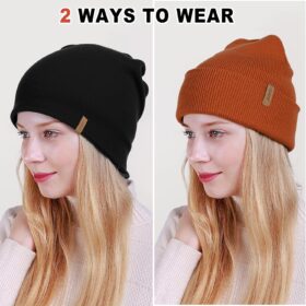 3-Pack Unisex Warm Knit Beanies - Double Layer Cuffed Skull Caps for Men & Women