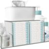 Premium Clear Acrylic Diaper Caddy – Detachable Baby Changing Table Organizer with Wipe Dispenser & Warmer Compartment – Modern Nursery Storage & Décor