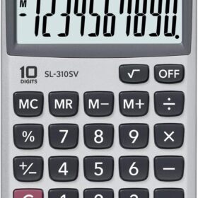 Casio SL-310SV Solar Powered Dual-Powered Pocket Calculator with Large Display & Hard Case