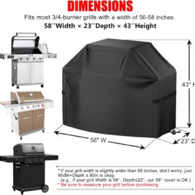 Premium Heavy-Duty 58 inch BBQ Grill Cover – Waterproof, UV-Resistant, and Windproof Outdoor Barbecue Protector for Gas Grills (Fits up to 58" Wide)