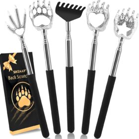 SIKEMAY 5-Pack Telescopic Back Scratchers – Extendable Stainless Steel Itch Relief, Perfect Stocking Stuffers & Gag Gifts for Men & Women