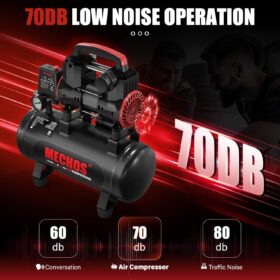 3 Gallon Ultra Quiet Oil-Free Portable Air Compressor – 1.15 HP, 115 PSI, Perfect for DIY, Nail Guns, and Tire Inflation