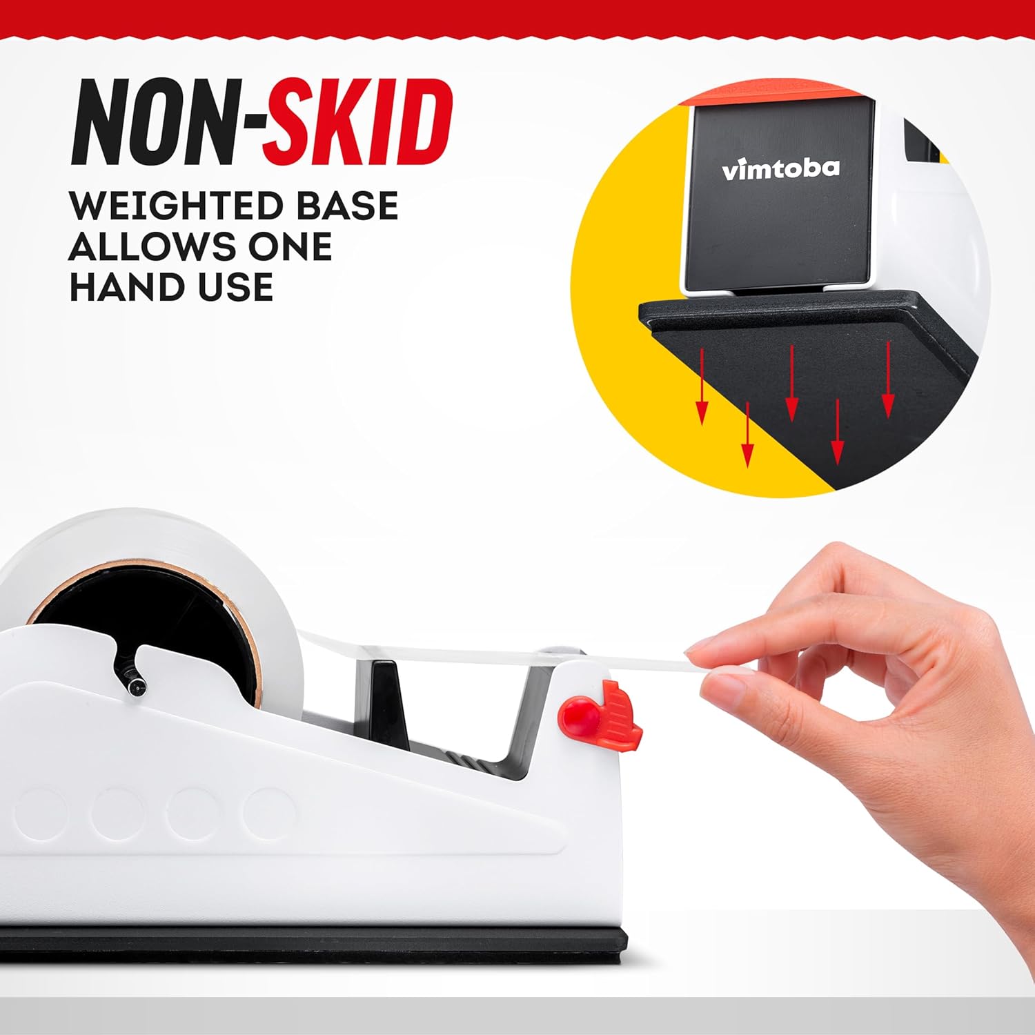 Heavy Duty 2-Inch Dual Roll Desktop Tape Dispenser – Weighted Non-Slip Base with Safety Blade Cover for Industrial, Office, and Warehouse Use