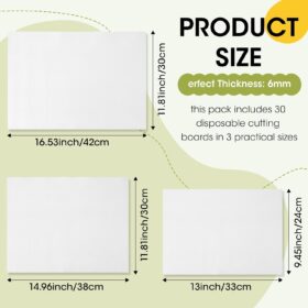 LemonRoad Disposable Cutting Board Sheets – 30-Pack Flexible Plastic Mats for Kitchen, BBQ, and Camping (3 Sizes)