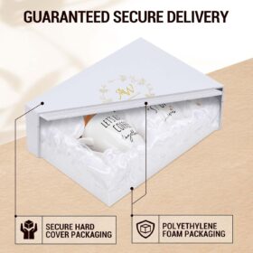 His and Hers Coffee Mug Set for Couples – 12oz Ceramic Engagement & Wedding Gift with Lids, Coasters & Spoons