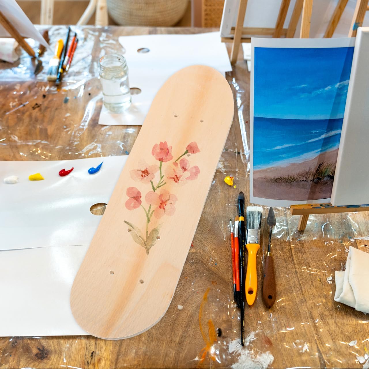 DIY Blank Skateboard Deck - 7-Layer Maple Wood for Custom Art, Skate Projects & Creativity (17 x 5 Inch)