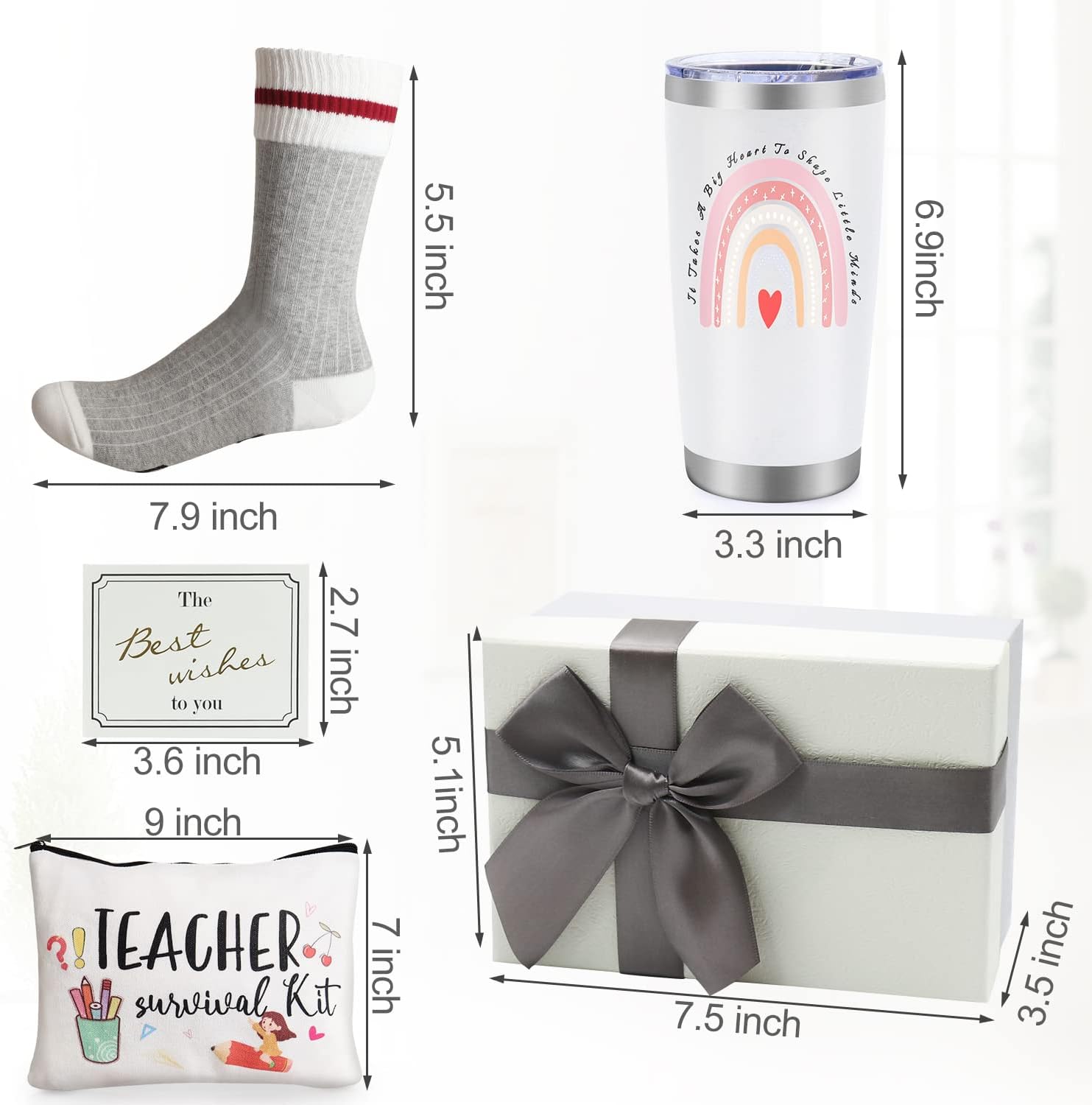Teacher Appreciation Gift Set – 20oz Insulated Stainless Steel Tumbler, Funny Socks, & Pen Pouch Box – Unique Birthday, Christmas & End of Year Gifts for Educators