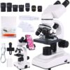Professional 40X-2500X Binocular Compound Microscope with Mechanical Stage, LED Illumination & Phone Adapter - Lab & Home Science Kit