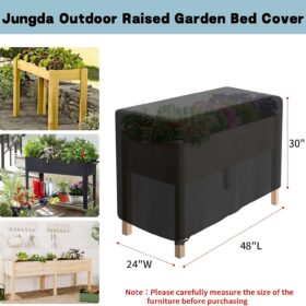 Waterproof Raised Garden Bed Cover – Heavy Duty Outdoor Planter Box Cover with Air Vents & Drawstring – 48" x 24" x 30" All-Weather Protection