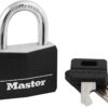 Master Lock 141D Covered Aluminum Padlock - Hardened Steel Shackle, Vinyl Weather Resistant Body, Keyed Gym & Outdoor Locker Lock