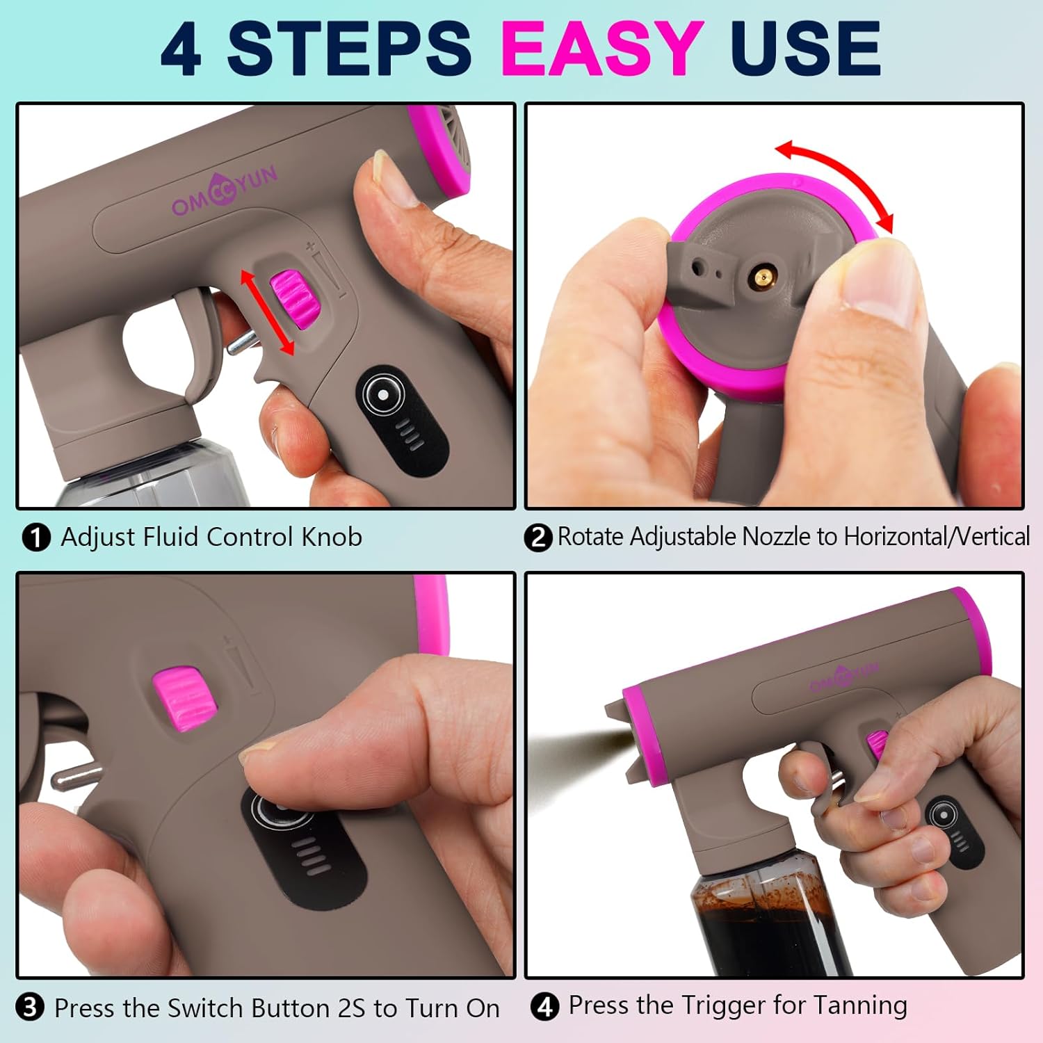 Cordless Spray Tan Machine - Portable Handheld Airbrush Gun with Adjustable Spray Pattern, USB Rechargeable Motor for Home, Salon, and Travel (Dark Grey)