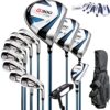 PGM G300 Men's Complete 12-Piece Golf Club Set – Titanium Driver, Draw-Biased Hybrid, Stainless Steel Irons, Alignment Putter & Stand Bag with Headcovers