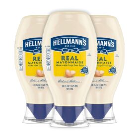 Hellmann's Real Mayonnaise Squeeze Bottles (Pack of 3) - 20 oz Jars, Gluten-Free, Made with 100% Cage-Free Eggs